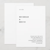 Moderne Minimale Typografie Zwart-wit Bruiloft Save The Date (Voorkant / Achterkant)
