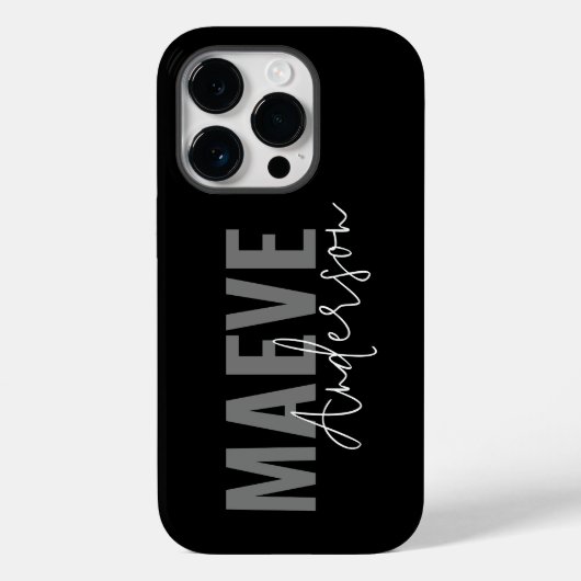 Moderne minimale typografie zwart wit elegant Case-Mate iPhone case (Achterkant)