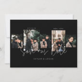 Moderne minimale Typografische Foto Collage Black Save The Date (Voorkant)
