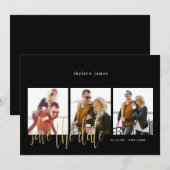 Moderne minimale Typografische Foto Collage Black Save The Date (Voorkant / Achterkant)