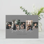 Moderne minimale Typografische Foto Collage Gray Save The Date (Staand voorkant)