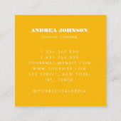 Moderne, minimale Typografische Retrokleuren Eenvo Vierkante Visitekaartje (Achterkant)