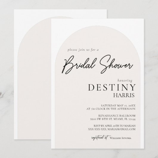 Moderne Minimale Uitnodiging van de Bridal van het (Voorkant / Achterkant)