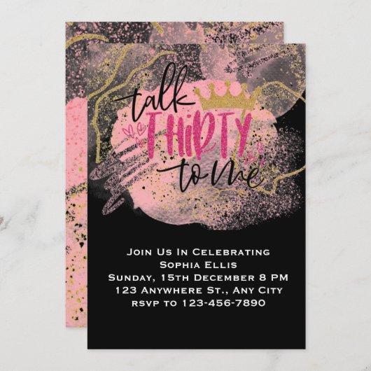 Moderne minimale uitnodiging voor 30e verjaardag G (Voorkant / Achterkant)