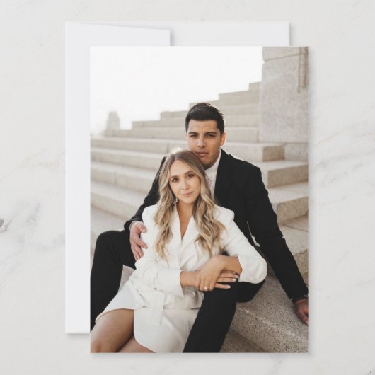 Moderne minimale uitnodiging voor bruiloft met fot (Achterkant)