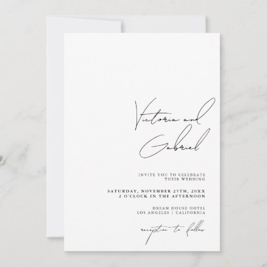 Moderne minimale uitnodiging voor bruiloft met fot (Voorkant)