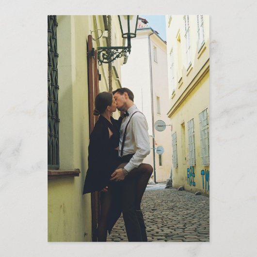 Moderne minimale uitnodiging voor bruiloft met fot (Achterkant)