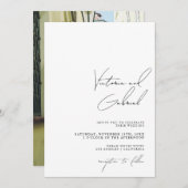 Moderne minimale uitnodiging voor bruiloft met fot (Voorkant / Achterkant)