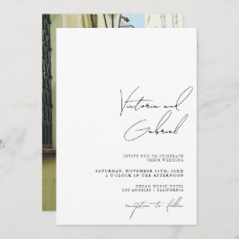 Moderne minimale uitnodiging voor bruiloft met fot