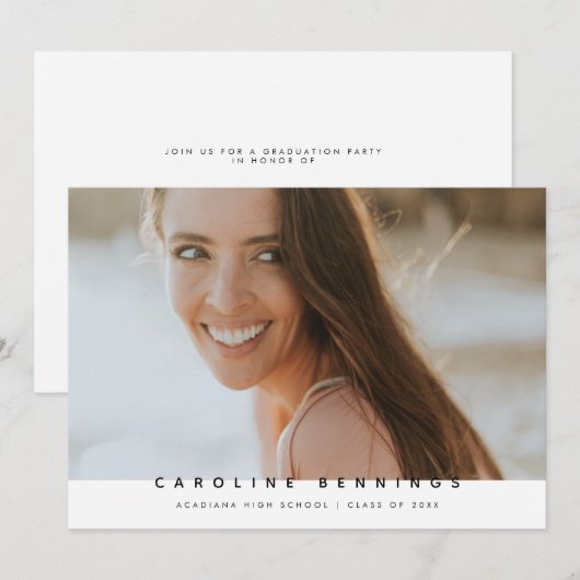 Moderne minimale uitnodiging voor fotoAfstuderen (Voorkant / Achterkant)