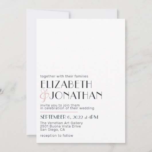 Moderne minimale uitnodiging voor witte bruiloft (Voorkant)