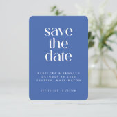Moderne, minimale Ultramarine Blue Eenvoudige foto Save The Date (Staand voorkant)