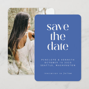 Moderne, minimale Ultramarine Blue Eenvoudige foto Save The Date