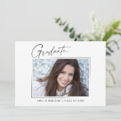 Moderne minimale unieke inktscript Afstuderen foto Aankondiging (Staand voorkant)