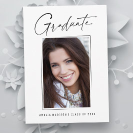 Moderne minimale unieke inktscript Afstuderen foto Aankondiging