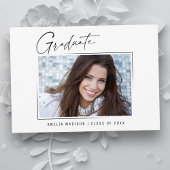 Moderne minimale unieke inktscript Afstuderen foto Aankondiging