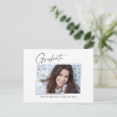 Moderne minimale unieke inktscript Afstuderen foto Briefkaart (Staand voorkant)