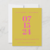Moderne, minimale unieke roze gele foto save the date (Voorkant)
