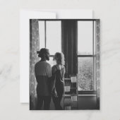 Moderne, minimale unieke roze gele foto save the date (Achterkant)