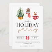 Moderne minimale vakantie kerstfeest uitnodiging (Voorkant / Achterkant)