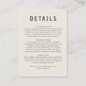 Moderne minimale varen botanische bossen bruiloft informatiekaartje (Voorkant)