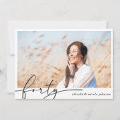 Moderne minimale veertig 40e foto verjaardagsfeest kaart (Voorkant)