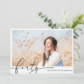 Moderne minimale veertig 40e foto verjaardagsfeest kaart (Staand voorkant)