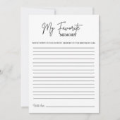 Moderne Minimale Verjaardag Favoriete geheugen spe Aankondiging (Voorkant)