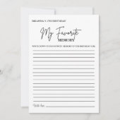 Moderne Minimale Verjaardag Favoriete geheugen spe Aankondiging (Voorkant)