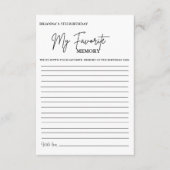 Moderne Minimale Verjaardag Favoriete geheugen spe Advieskaart (Voorkant)