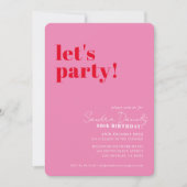 MODERNE MINIMALE verjaardag rood roze FEESTVIEREN Kaart (Voorkant)