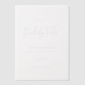 Moderne minimale verjaardag transparant vellum uitnodigingen (Voorkant)