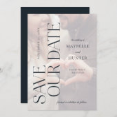 Moderne minimale Verloving foto bespaart onze datu Save The Date (Voorkant / Achterkant)