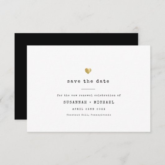 Moderne minimale vernieuwing van de goudwieg voor save the date (Voorkant / Achterkant)
