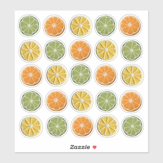 Moderne minimale verse gehaakte citrusschijfjes ro sticker (Vel)