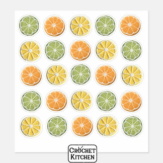 Moderne minimale verse gehaakte citrusschijfjes ro sticker