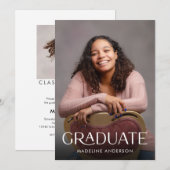 Moderne minimale verticale Afstuderen 2 foto Kaart (Voorkant / Achterkant)