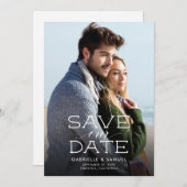 Moderne, minimale verticale foto slaat de datum op save the date (Voorkant / Achterkant)