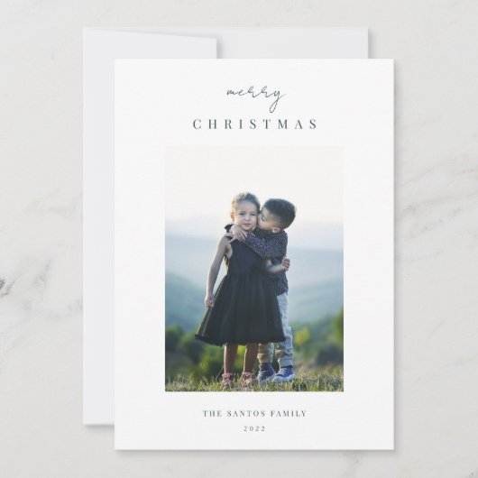 Moderne, minimale verticale kerstfoto feestdagenkaart (Voorkant)