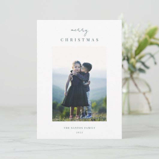 Moderne, minimale verticale kerstfoto feestdagenkaart (Staand voorkant)