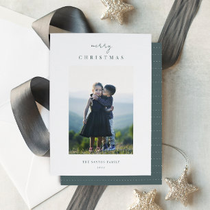 Moderne, minimale verticale kerstfoto feestdagenkaart