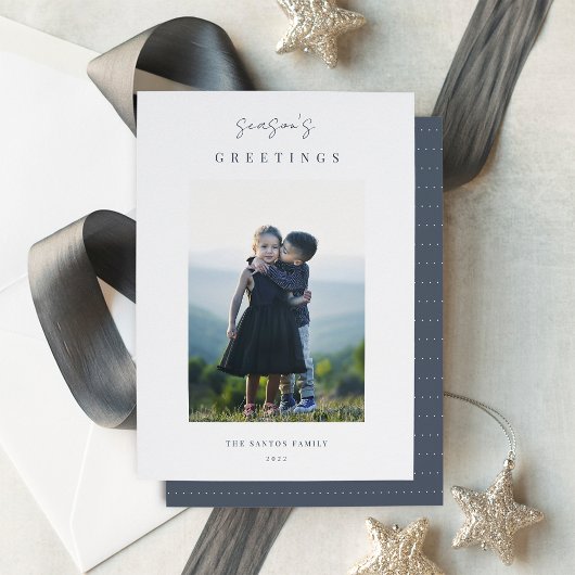 Moderne, minimale verticale kerstfoto feestdagenkaart