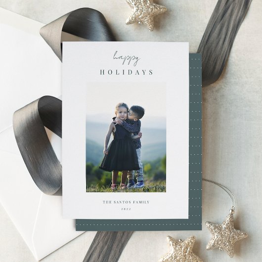 Moderne, minimale verticale kerstfoto feestdagenkaart