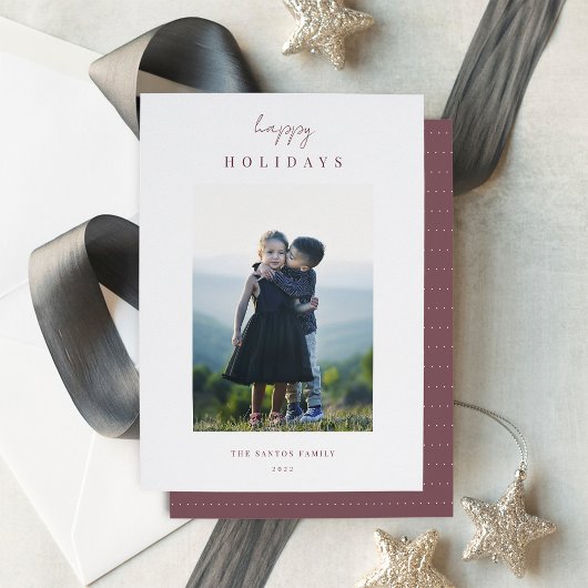 Moderne, minimale verticale kerstfoto feestdagenkaart