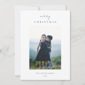 Moderne, minimale verticale kerstfoto feestdagenkaart (Voorkant)