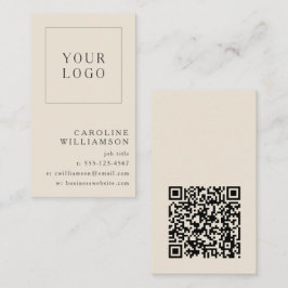 Moderne minimale verticale Logo QR Code Ivory Blac Visitekaartje