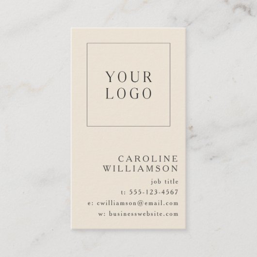 Moderne minimale verticale Logo QR Code Ivory Blac Visitekaartje (Voorkant)