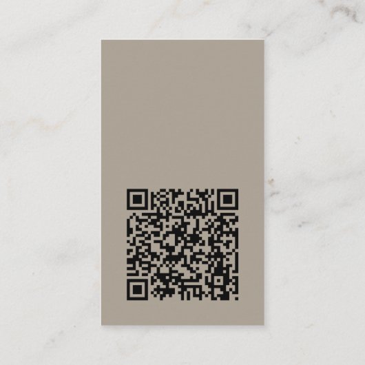 Moderne minimale verticale Logo QR-code Taupe Brow Visitekaartje (Achterkant)