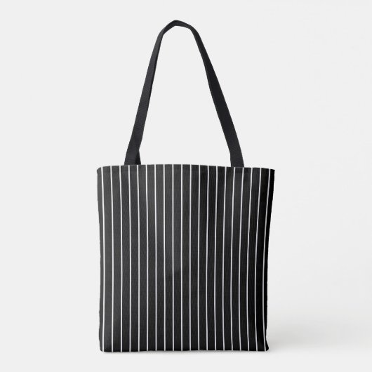 Moderne minimale verticale strepen zwart-wit tote bag (Achterkant)