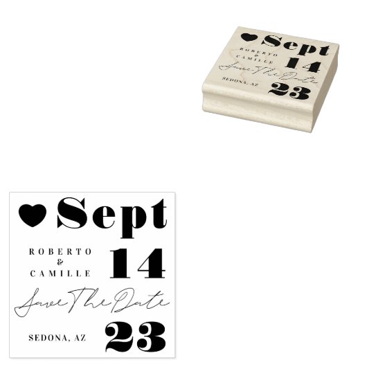 Moderne minimale vetgedrukte bruiloft Bewaar de da Rubberstempel (Gestempeld)